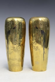Pair of Japanese Brass Vases