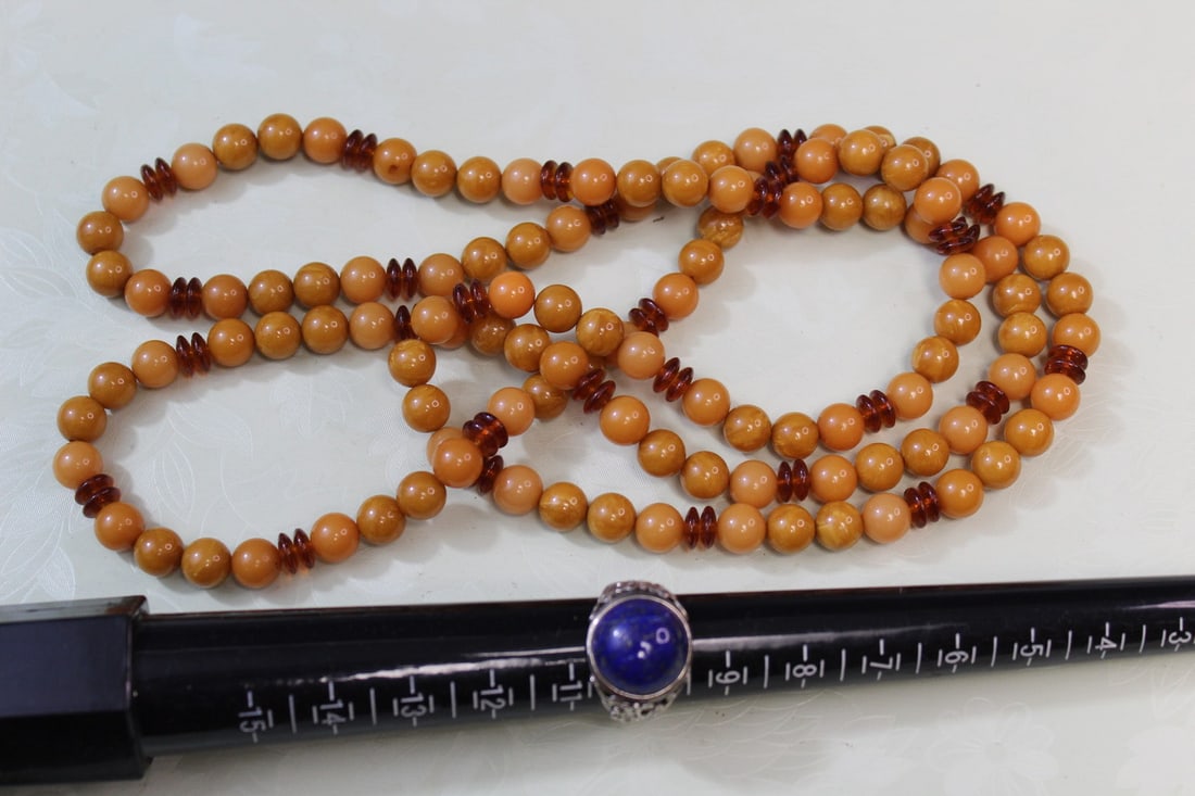 Beaded Necklace and Silver Lapis Lazuli Ring (1 of 5)