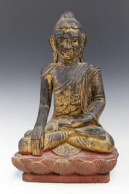 Thai Carved Wood Buddha Statue