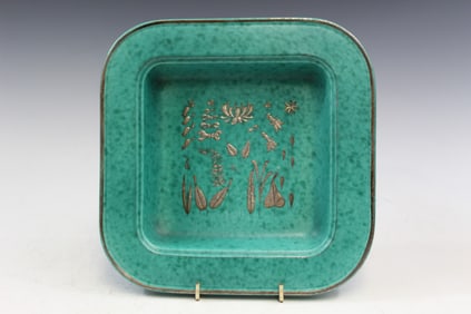 Gustavsberg Argenta Dish with Silver Inlay