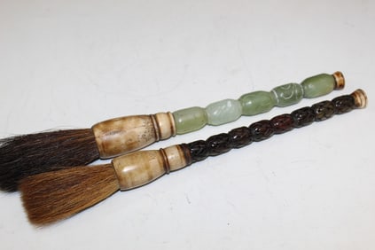 Two Chinese Jade Beads Brushes
