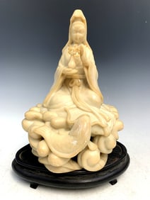 Chinese carved soasptone statue of Guanyin.