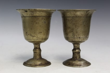 Pair of Tibetan Ritual Metal Cups