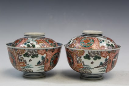 Pair of Japanese Arita Porcelain Bowls