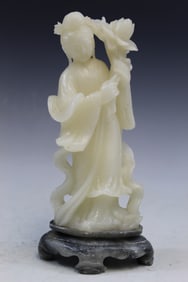 Chinese Carved Soapstone Meiren Statue