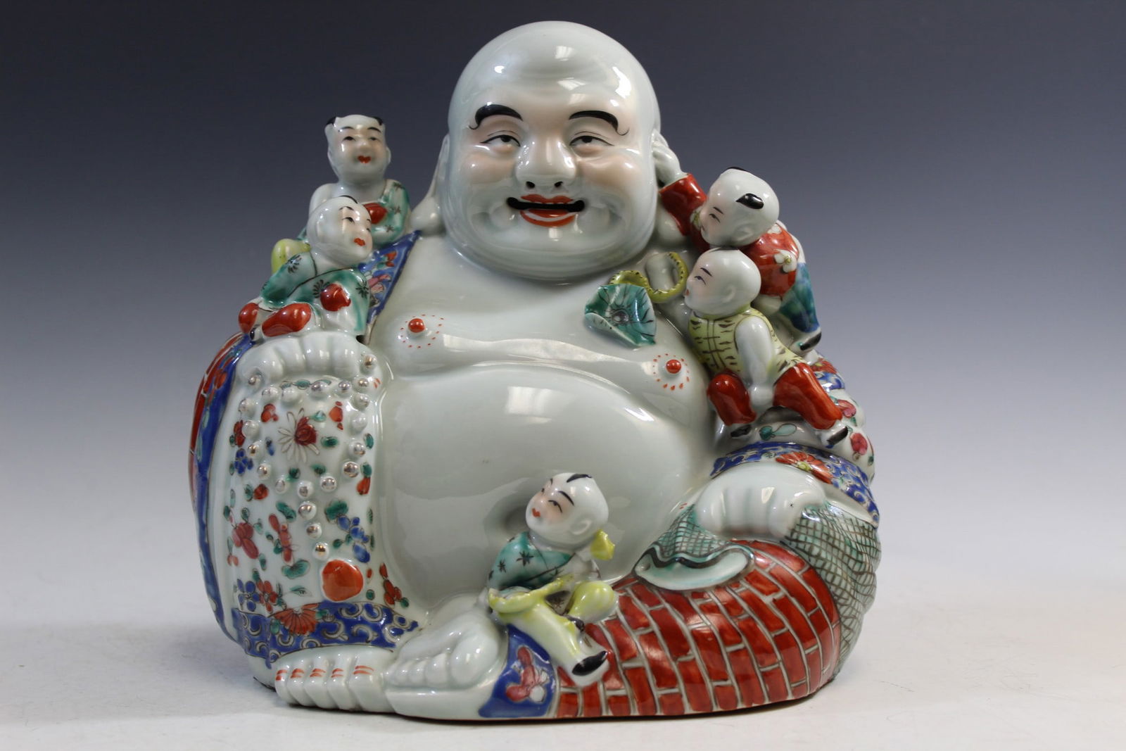 Chinese Famille Rose Porcelain Laughing Buddha Statue (1 of 9)
