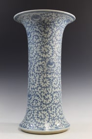 Large Chinese Blue and White Porcelain Gu Vase