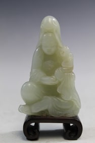 Chinese Carved Jade Guanyin Statue