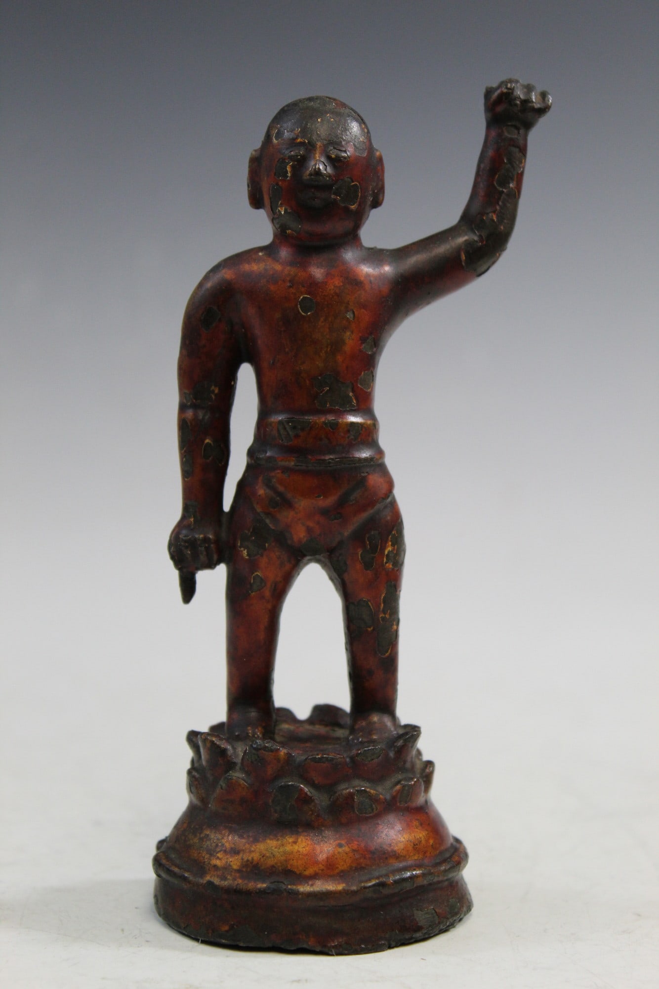 Chinese Lacquered Bronze Boy Statue (1 of 11)