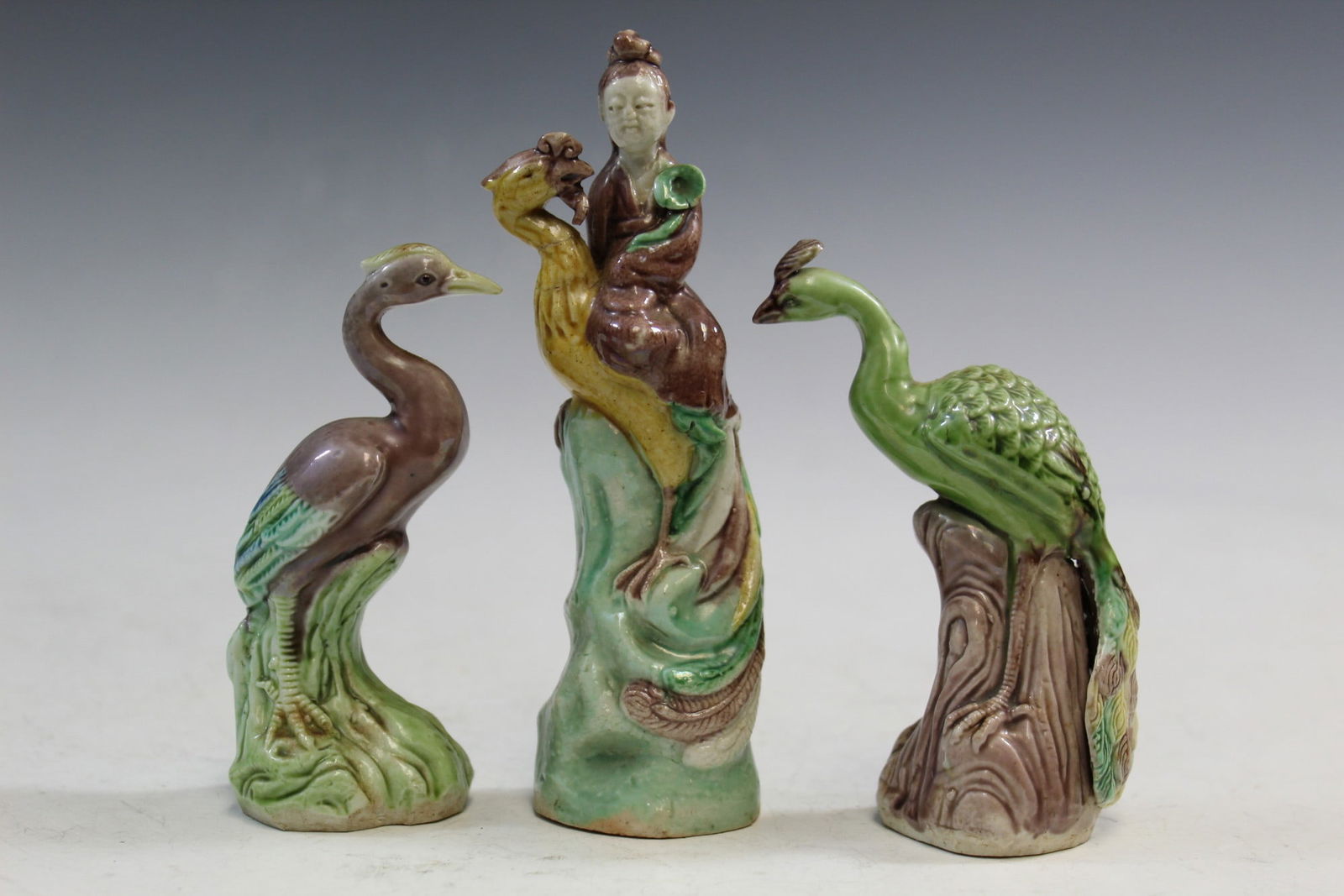 Three Chines Famille Rose Porcelain Bird Figurines (1 of 6)