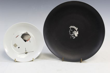 MMA Mattahedeh Saucer Decorated with design by Nikolai Suetin and French Plate.