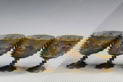 Four Japanese Satsuma Wine Cups