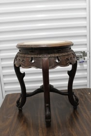 Chinese Rosewood Flower Stand with Marble Top