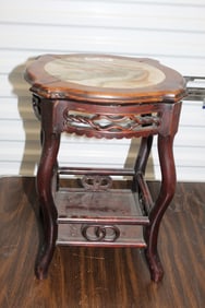 Chinese Rosewood Flower Stand with Marble Top