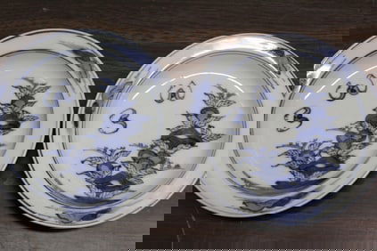 Pair of Japanese Blue and White Porcelain Dishes