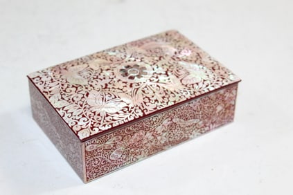 Korean Lacquered Box with Mother-of-Pearl Decorations.