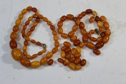 Two Amber Beads Necklaces