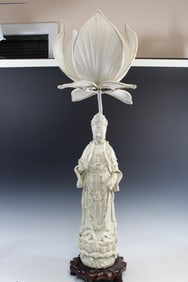 Chinese Blanc de Chine Guanyin Porcelain Statue Lamp