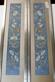 Pair of Chinese silk embroidery panels