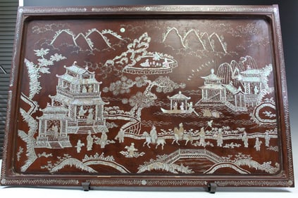 Chinese Wood Panel with Mother-of-pearl Inlay