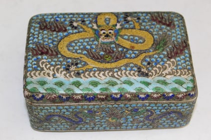Chinese Cloisonne Box with Dragon Decoration