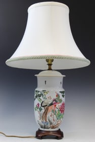 Chinese Famille Rose Porcelain Jar Lamp