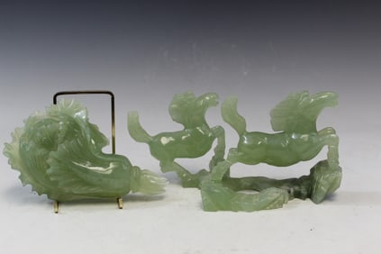 Two Chinese Serpentine Jade Carvings