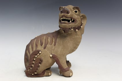 Chinese Shiwan Pottery Foo Dog Statue