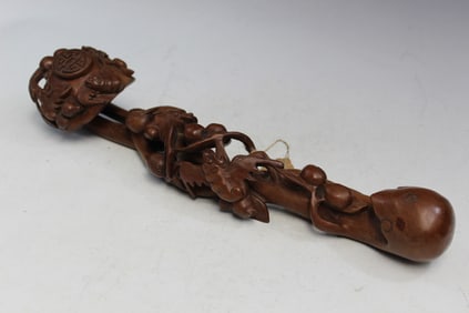 Chinese Carved Huangyangmu Ruyi Scepter
