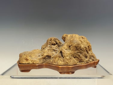 Chinese Scholar's Rock on Wood Stand