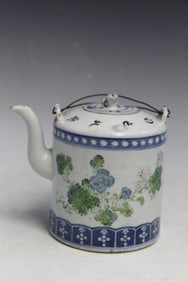 Chinese Blue and White Famille Rose Teapot