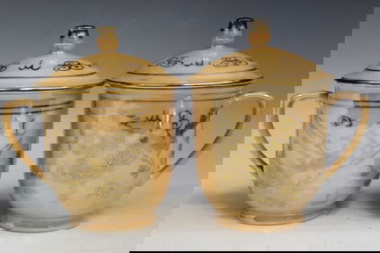 Pair of Chinese Yellow Glaze Porcelain Teacups