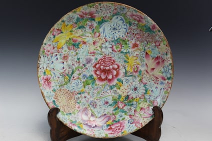 Chinese Hundred-flowers Famille Rose Porcelain Charger