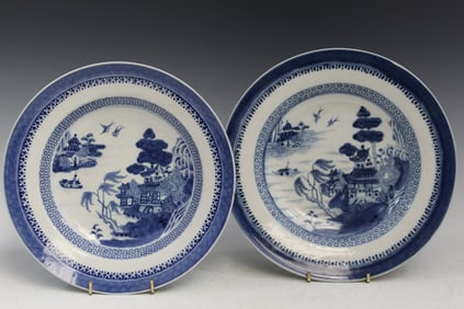 Two Chinese Blue and White Porcelain Dishes.