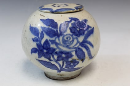 Antique Blue and White Pottery Jar