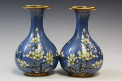Pair of Chinese Cloisonne Vases