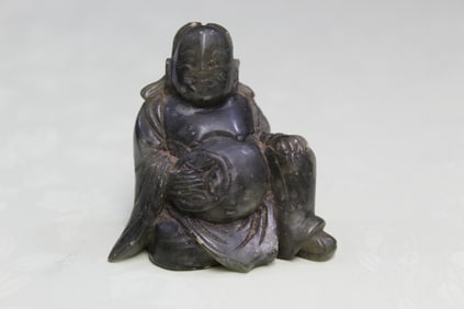 Chinese Carved Soapstone Figurine of Laughing Buddha