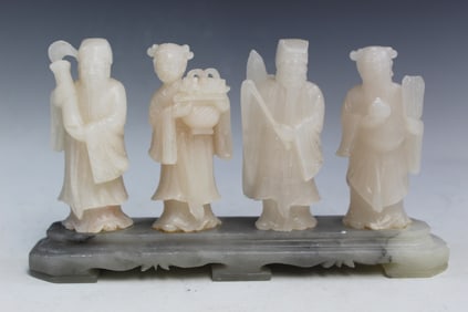 Chinese Carved Soapstone Figures of Four Immortals