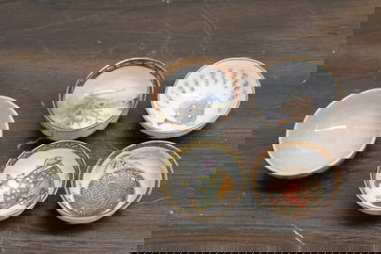 Five Japanese Satsuma Porcelain Sake Cups