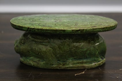 Chinese Green Marble Glazed Pottery Pillow