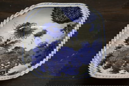 Japanese Blue and White Porcelain Square Bowl