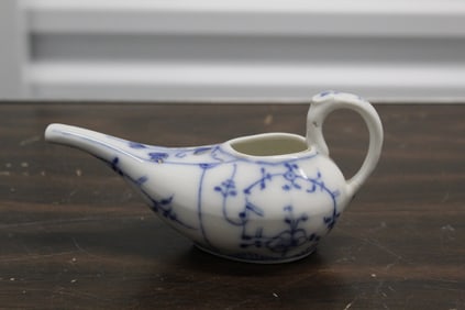 Antique Blue and White Porcelain Infant or Invalid Feeder