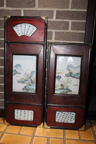 Two Chinese Porcelain Plaque Wall Panels