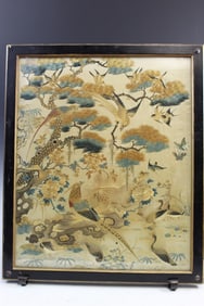 Framed Chinese Silk Needle Point Piece
