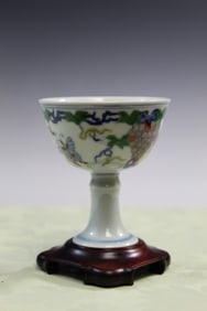 Chinese Doucai Porcelain Stem Cup