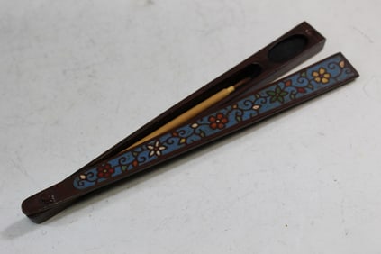 Japanese Cloisonne Travel Bronze Inkwell