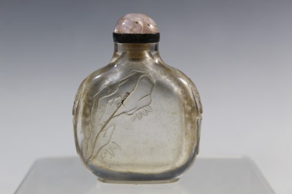 Chinese Carved Rock Crystal Snuff Bottle