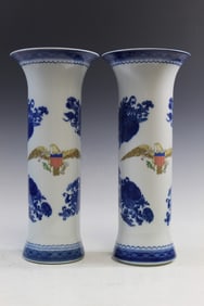 Two Mottahedeh Vista Alegre Vases E Pluribus Unum American Eagle
