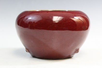 Chinese Red Glazed Porcelain Brush Washer