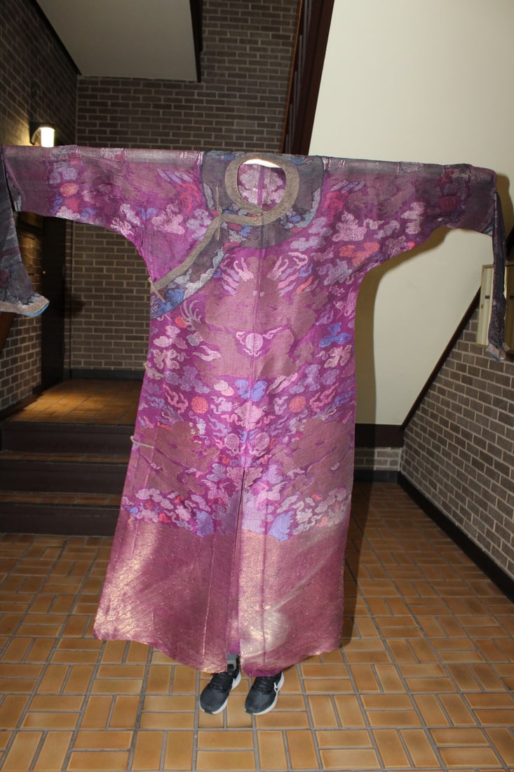 Chinese Imperial Nasha Summer Dragon Robe: Chinese Imperial Nasha Summer Dragon Robe' Across L 200 cm. H 133 cm.